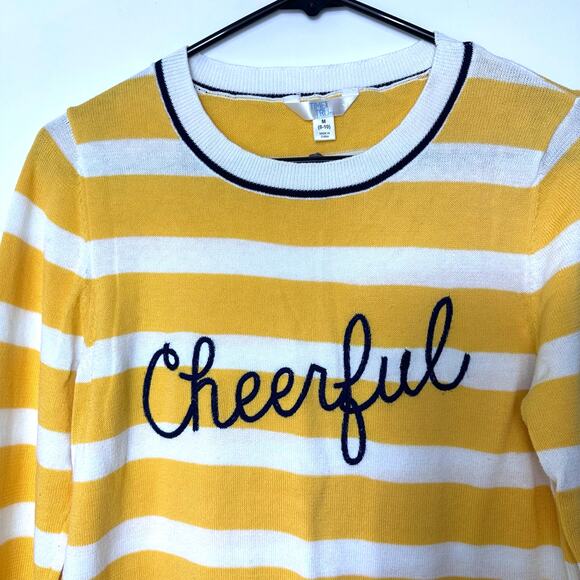 Time and Tru "Cheerful" Logo Cotton Sweater Medium - Picture 3 of 7